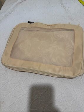 Beige Travel Toiletry and Packing Organizer with Mesh Window  NWNT